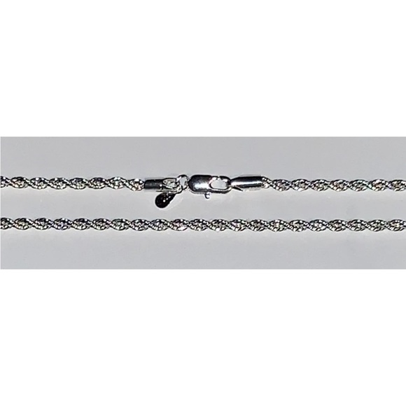 24” 14K White Gold Filled Over 925 Sterling Silver 2MM Brazilian Rope Chain, New - Picture 7 of 8